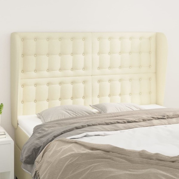 Cabecero con orejas de cuero sintético crema 147x23x118/128cm Cabecero con orejas de cuero sintético crema 147x23x118/128cm
