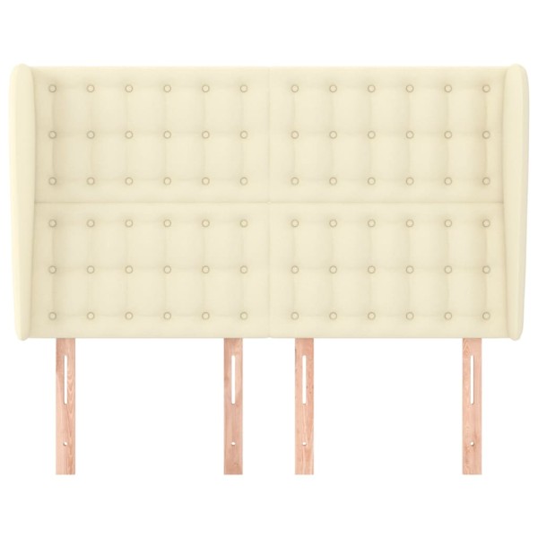 Cabecero con orejas de cuero sintético crema 147x23x118/128cm Cabecero con orejas de cuero sintético crema 147x23x118/128cm
