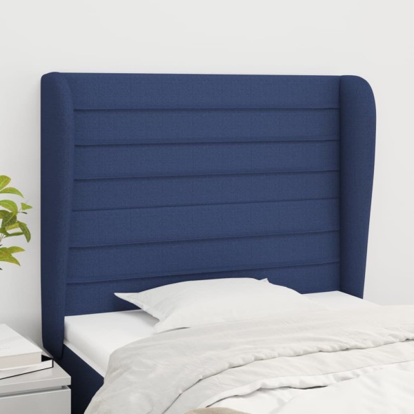 Cabecero con orejas de tela azul 83x23x118/128 cm Cabecero con orejas de tela azul 83x23x118/128 cm