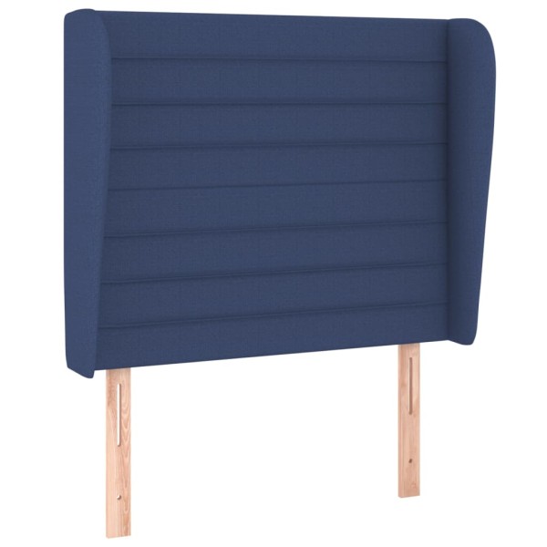 Cabecero con orejas de tela azul 83x23x118/128 cm Cabecero con orejas de tela azul 83x23x118/128 cm