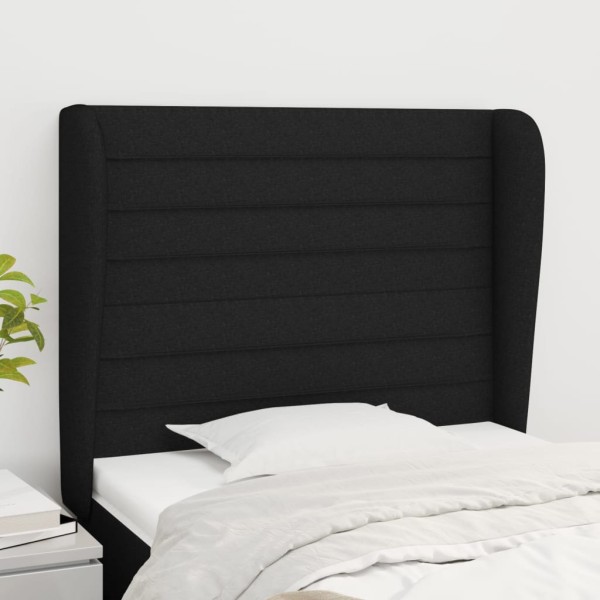Cabecero con orejas de tela negro 103x23x118/128 cm Cabecero con orejas de tela negro 103x23x118/128 cm