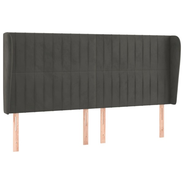 Cabecero con orejas de terciopelo gris oscuro 163x23x118/128 cm Cabecero con orejas de terciopelo gris oscuro 163x23x118/128 cm