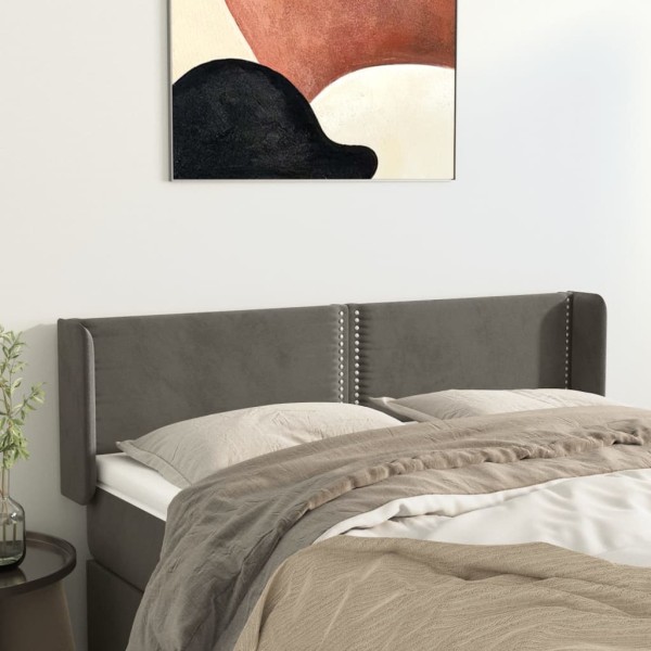 Cabecero de terciopelo gris oscuro 147x16x78/88 cm Cabecero de terciopelo gris oscuro 147x16x78/88 cm