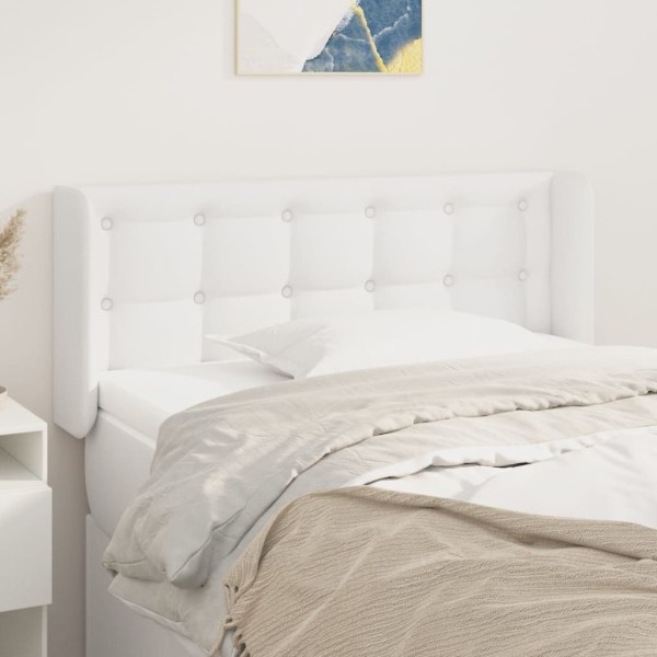 Cabecero de cuero sintético blanco 83x16x78/88 cm Cabecero de cuero sintético blanco 83x16x78/88 cm