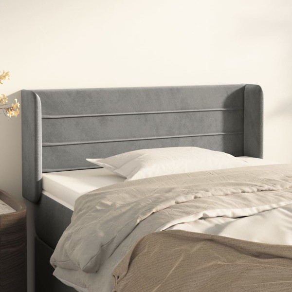 Cabecero de terciopelo gris claro 93x16x78/88 cm Cabecero de terciopelo gris claro 93x16x78/88 cm