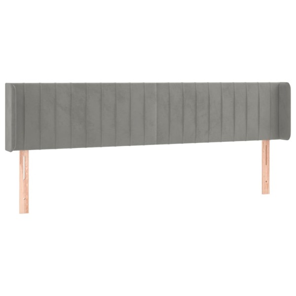 Cabecero de terciopelo gris claro 183x16x78/88 cm Cabecero de terciopelo gris claro 183x16x78/88 cm