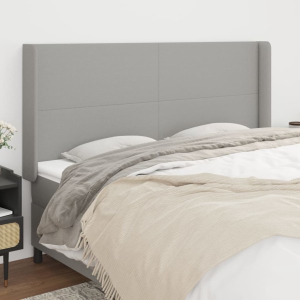 Cabecero con orejas de tela gris claro 203x16x118/128 cm Cabecero con orejas de tela gris claro 203x16x118/128 cm