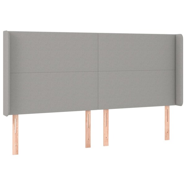 Cabecero con orejas de tela gris claro 203x16x118/128 cm Cabecero con orejas de tela gris claro 203x16x118/128 cm