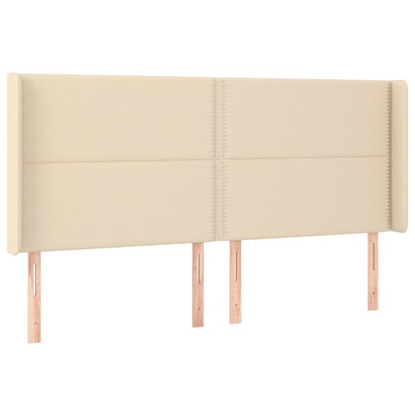 Cabecero con orejas de tela color crema 163x16x118/128 cm Cabecero con orejas de tela color crema 163x16x118/128 cm