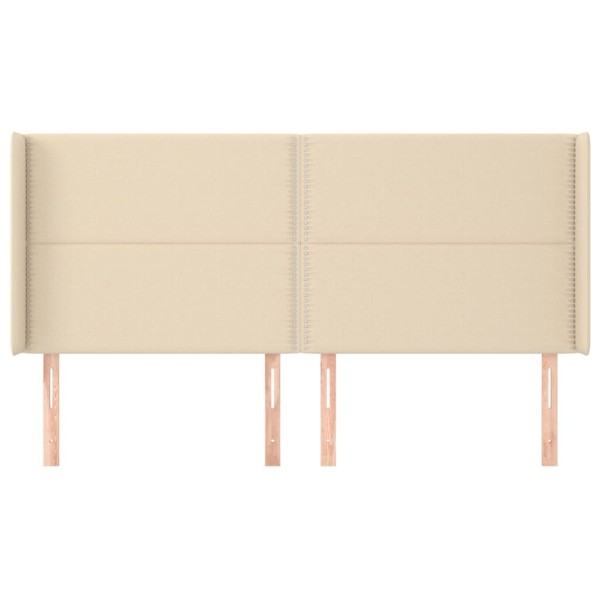 Cabecero con orejas de tela color crema 163x16x118/128 cm Cabecero con orejas de tela color crema 163x16x118/128 cm