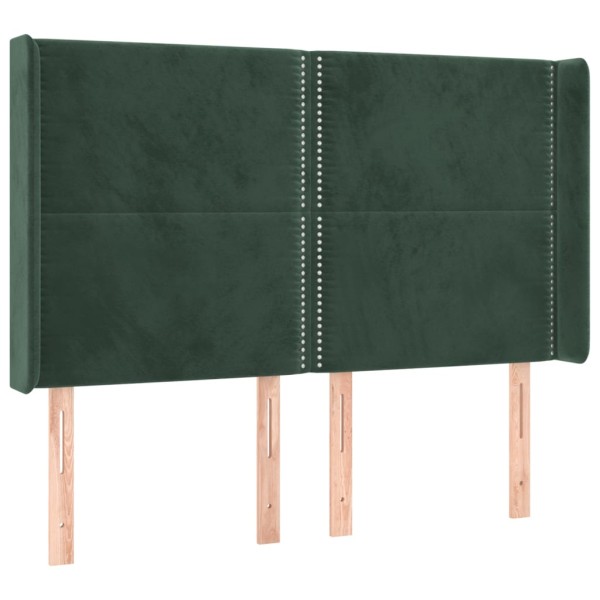 Cabecero con orejas de terciopelo verde oscuro 147x16x118/128cm Cabecero con orejas de terciopelo verde oscuro 147x16x118/128cm