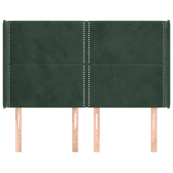 Cabecero con orejas de terciopelo verde oscuro 147x16x118/128cm Cabecero con orejas de terciopelo verde oscuro 147x16x118/128cm