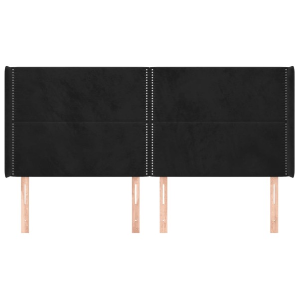 Cabecero con orejas de terciopelo negro 183x16x118/128 cm Cabecero con orejas de terciopelo negro 183x16x118/128 cm