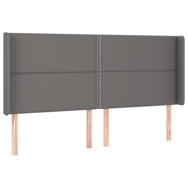 Cabecero con orejas cuero sintético gris 163x16x118/128cm Cabecero con orejas cuero sintético gris 163x16x118/128cm