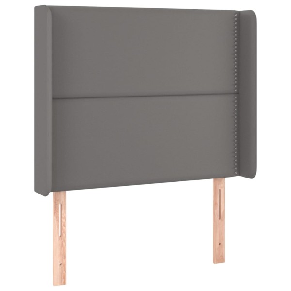 Cabecero con orejas cuero sintético gris 103x16x118/128cm Cabecero con orejas cuero sintético gris 103x16x118/128cm
