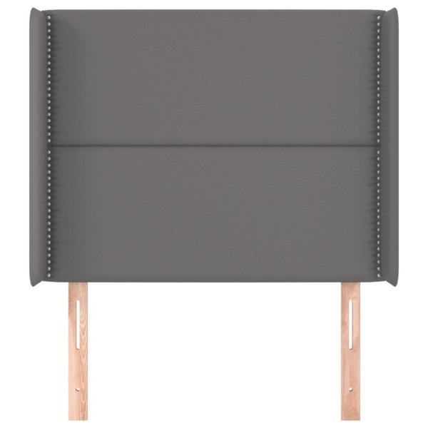 Cabecero con orejas cuero sintético gris 103x16x118/128cm Cabecero con orejas cuero sintético gris 103x16x118/128cm