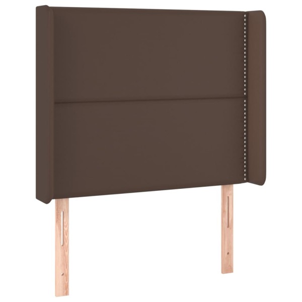 Cabecero con orejas de cuero sintético marrón 93x16x118/128 cm Cabecero con orejas de cuero sintético marrón 93x16x118/128 cm