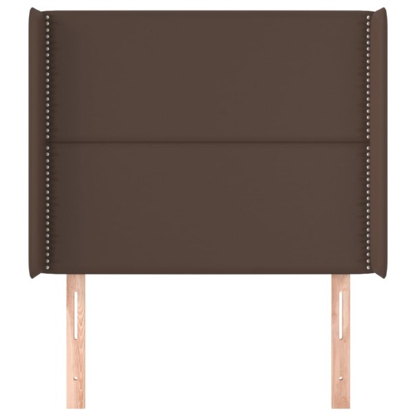 Cabecero con orejas de cuero sintético marrón 93x16x118/128 cm Cabecero con orejas de cuero sintético marrón 93x16x118/128 cm