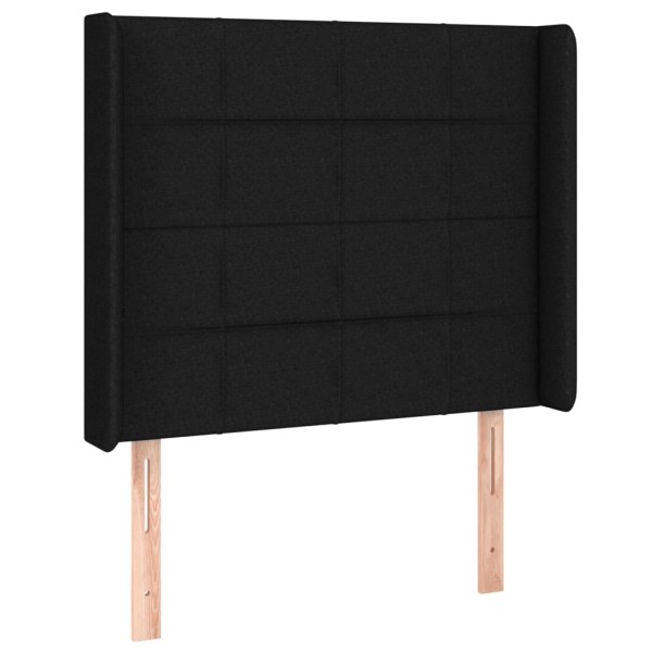 Cabecero con orejas de tela negro 83x16x118/128 cm Cabecero con orejas de tela negro 83x16x118/128 cm