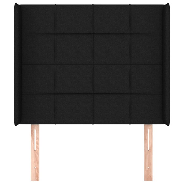 Cabecero con orejas de tela negro 83x16x118/128 cm Cabecero con orejas de tela negro 83x16x118/128 cm