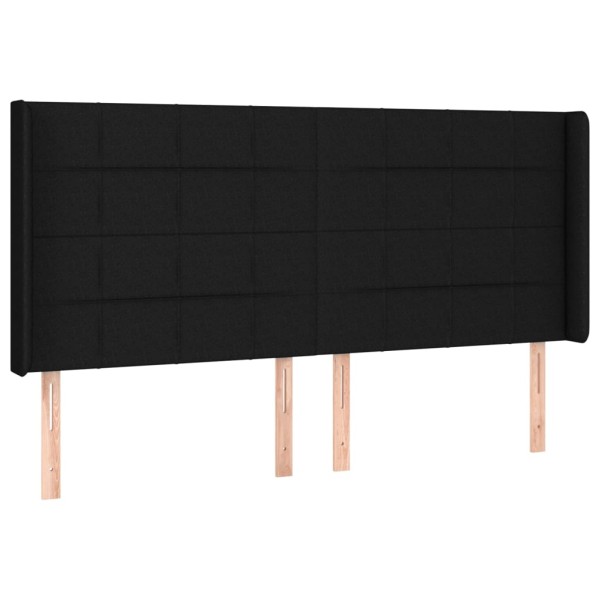 Cabecero con orejas de tela negro 183x16x118/128 cm Cabecero con orejas de tela negro 183x16x118/128 cm