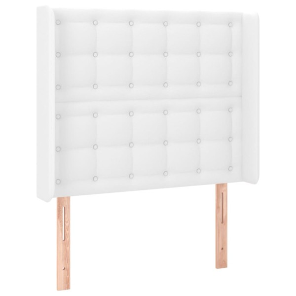Cabecero con orejas de cuero sintético blanco 103x16x118/128 cm Cabecero con orejas de cuero sintético blanco 103x16x118/128 cm