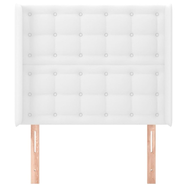 Cabecero con orejas de cuero sintético blanco 103x16x118/128 cm Cabecero con orejas de cuero sintético blanco 103x16x118/128 cm