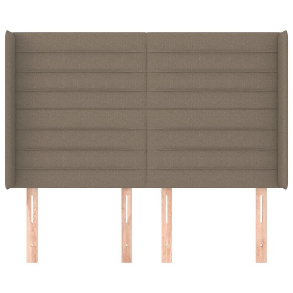 Cabecero con orejas de tela gris taupe 147x16x118/128 cm Cabecero con orejas de tela gris taupe 147x16x118/128 cm