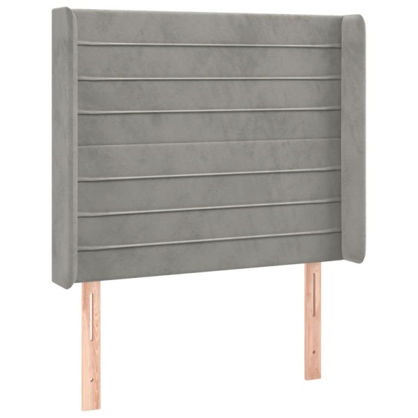 Cabecero con orejas de terciopelo gris claro 103x16x118/128 cm Cabecero con orejas de terciopelo gris claro 103x16x118/128 cm