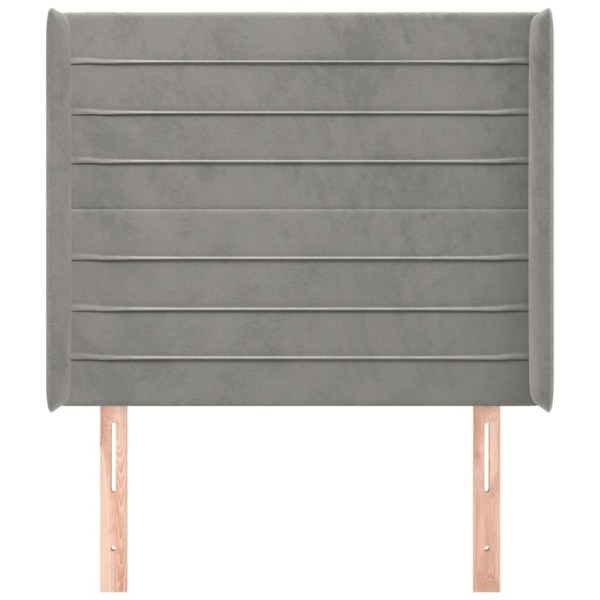 Cabecero con orejas de terciopelo gris claro 103x16x118/128 cm Cabecero con orejas de terciopelo gris claro 103x16x118/128 cm