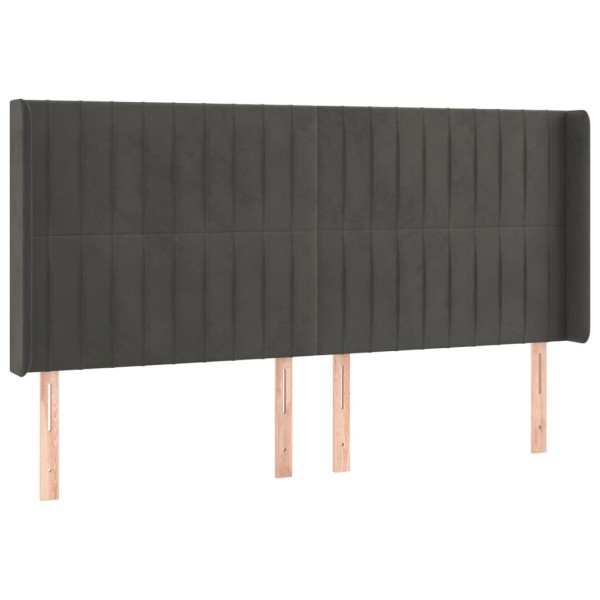 Cabecero con orejas de terciopelo gris oscuro 203x16x118/128 cm Cabecero con orejas de terciopelo gris oscuro 203x16x118/128 cm