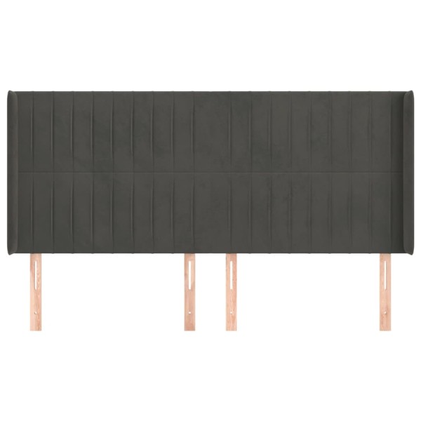 Cabecero con orejas de terciopelo gris oscuro 203x16x118/128 cm Cabecero con orejas de terciopelo gris oscuro 203x16x118/128 cm