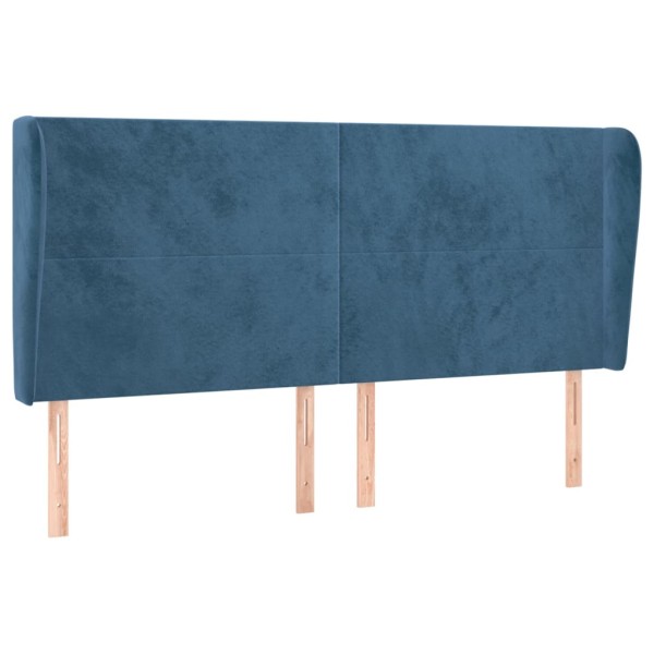 Cabecero con orejas de terciopelo azul oscuro 203x23x118/128 cm Cabecero con orejas de terciopelo azul oscuro 203x23x118/128 cm