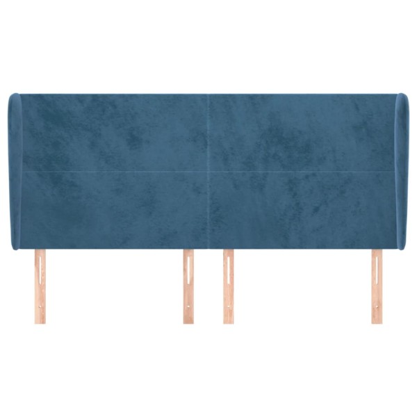 Cabecero con orejas de terciopelo azul oscuro 203x23x118/128 cm Cabecero con orejas de terciopelo azul oscuro 203x23x118/128 cm