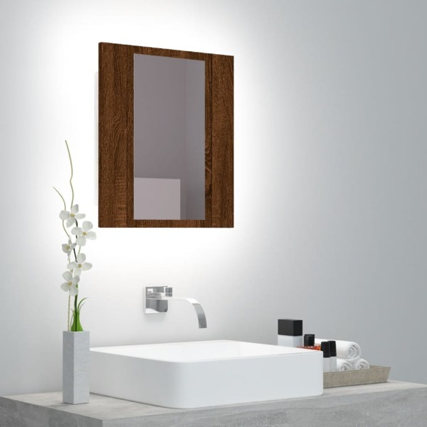 Armario de baño con espejo LED madera marrón roble 40x12x45 cm Armario de baño con espejo LED madera marrón roble 40x12x45 cm