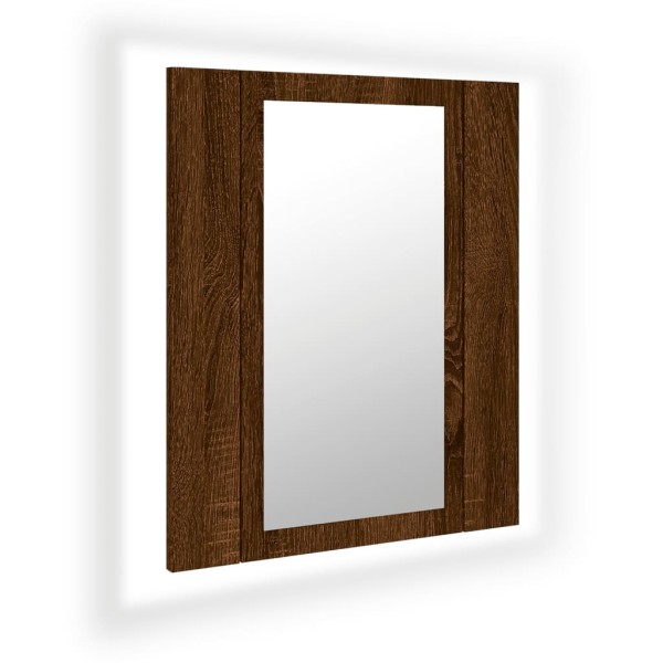 Armario de baño con espejo LED madera marrón roble 40x12x45 cm Armario de baño con espejo LED madera marrón roble 40x12x45 cm
