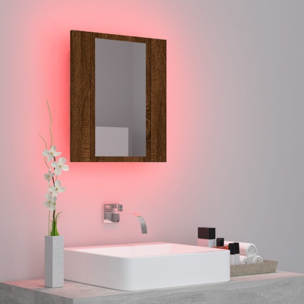 Armario de baño con espejo LED madera marrón roble 40x12x45 cm Armario de baño con espejo LED madera marrón roble 40x12x45 cm