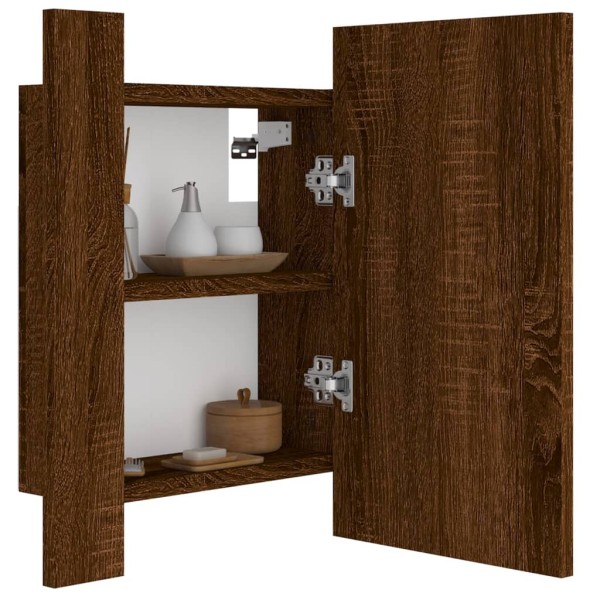 Armario de baño con espejo LED madera marrón roble 40x12x45 cm Armario de baño con espejo LED madera marrón roble 40x12x45 cm