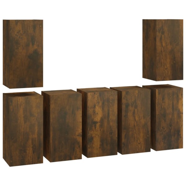 Muebles para TV 7 uds contrachapado roble ahumado 30,5x30x60 cm Muebles para TV 7 uds contrachapado roble ahumado 30,5x30x60 cm
