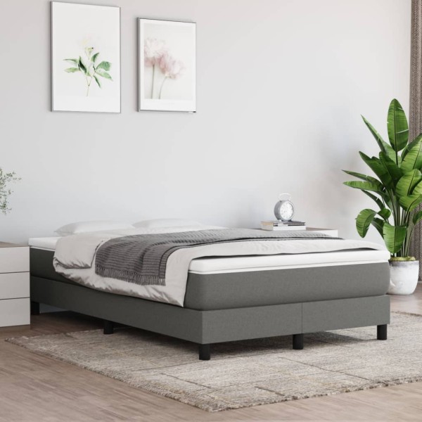 Estructura de cama box spring tela gris oscuro 120x200 cm Estructura de cama box spring tela gris oscuro 120x200 cm