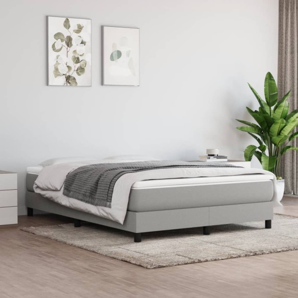 Estructura de cama box spring tela gris claro 140x190 cm Estructura de cama box spring tela gris claro 140x190 cm