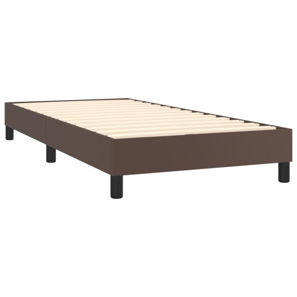 Estructura de cama box spring cuero sintético marrón 90x190 cm Estructura de cama box spring cuero sintético marrón 90x190 cm