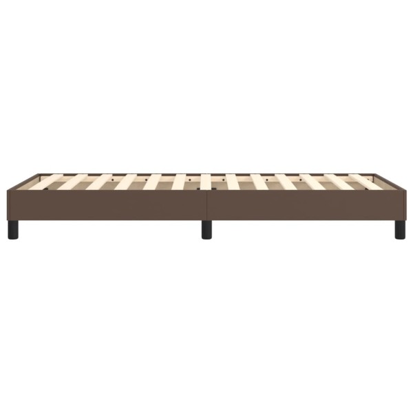 Estructura de cama box spring cuero sintético marrón 90x190 cm Estructura de cama box spring cuero sintético marrón 90x190 cm