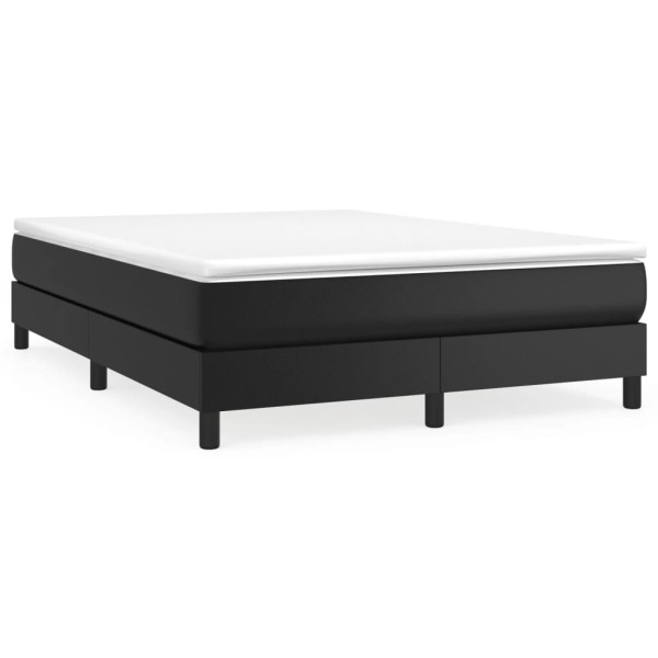 Estructura de cama box spring cuero sintético negro 140x200 cm Estructura de cama box spring cuero sintético negro 140x200 cm