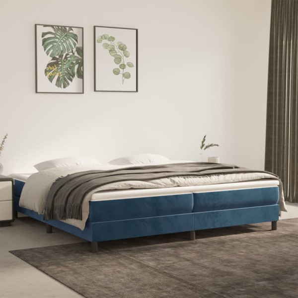 Estructura de cama box spring terciopelo azul oscuro 200x200 cm Estructura de cama box spring terciopelo azul oscuro 200x200 cm