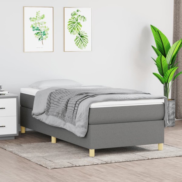 Estructura de cama box spring tela gris oscuro 90x190 cm Estructura de cama box spring tela gris oscuro 90x190 cm