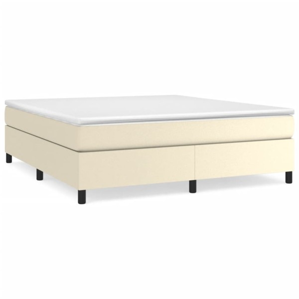 Estructura de cama box spring cuero sintético crema 180x200 cm Estructura de cama box spring cuero sintético crema 180x200 cm