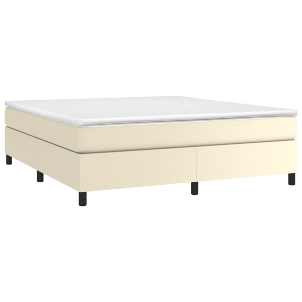 Estructura de cama box spring cuero sintético crema 180x200 cm Estructura de cama box spring cuero sintético crema 180x200 cm