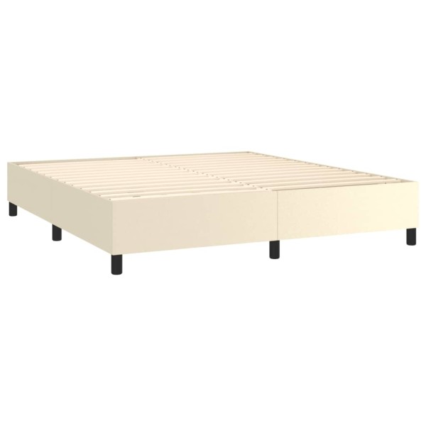 Estructura de cama box spring cuero sintético crema 180x200 cm Estructura de cama box spring cuero sintético crema 180x200 cm