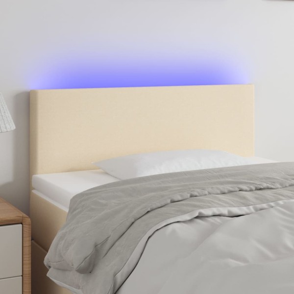 Cabecero con LED de tela color crema 100x5x78/88 cm Cabecero con LED de tela color crema 100x5x78/88 cm